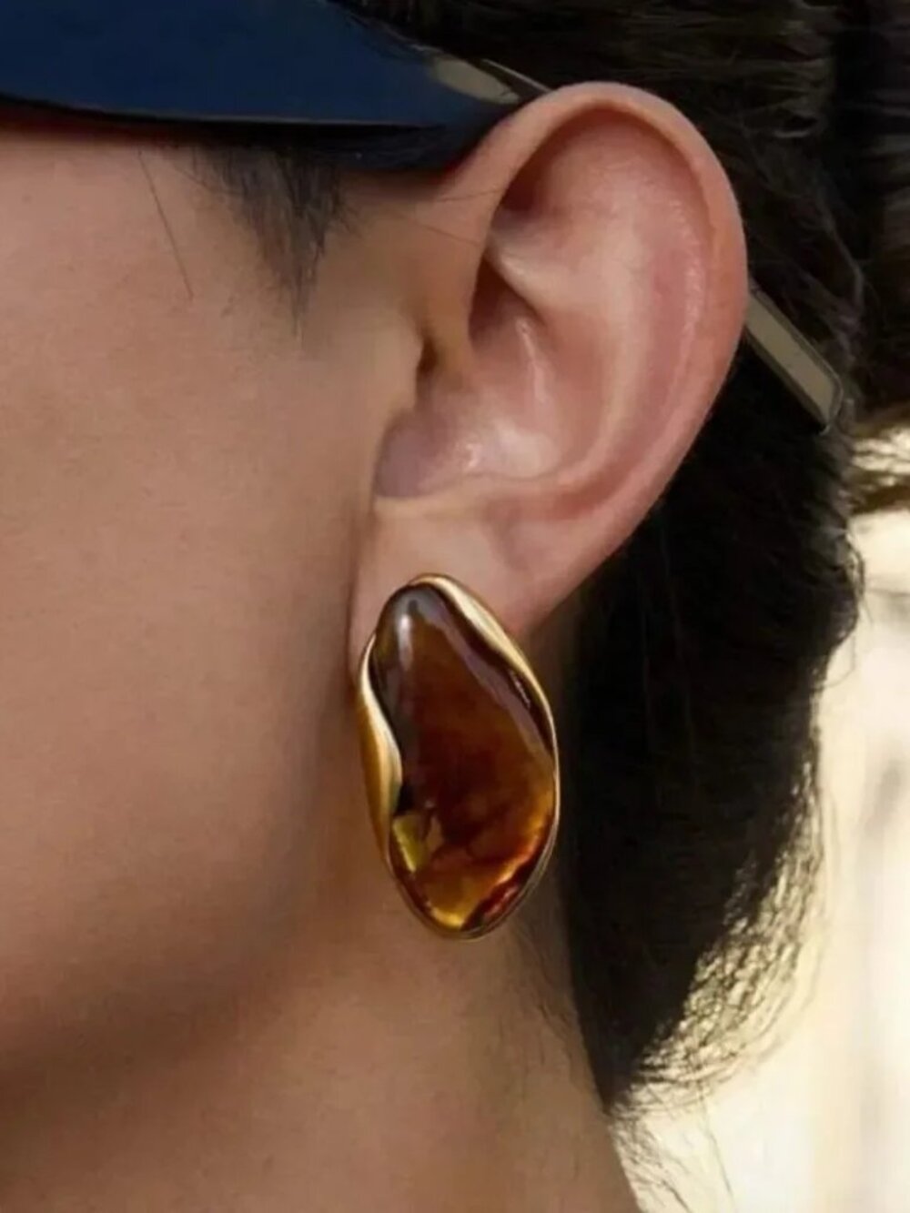Brown stone Earrings Q844